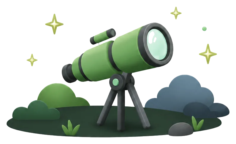 Mascotte Seenary qui cherche avec une longue-vue